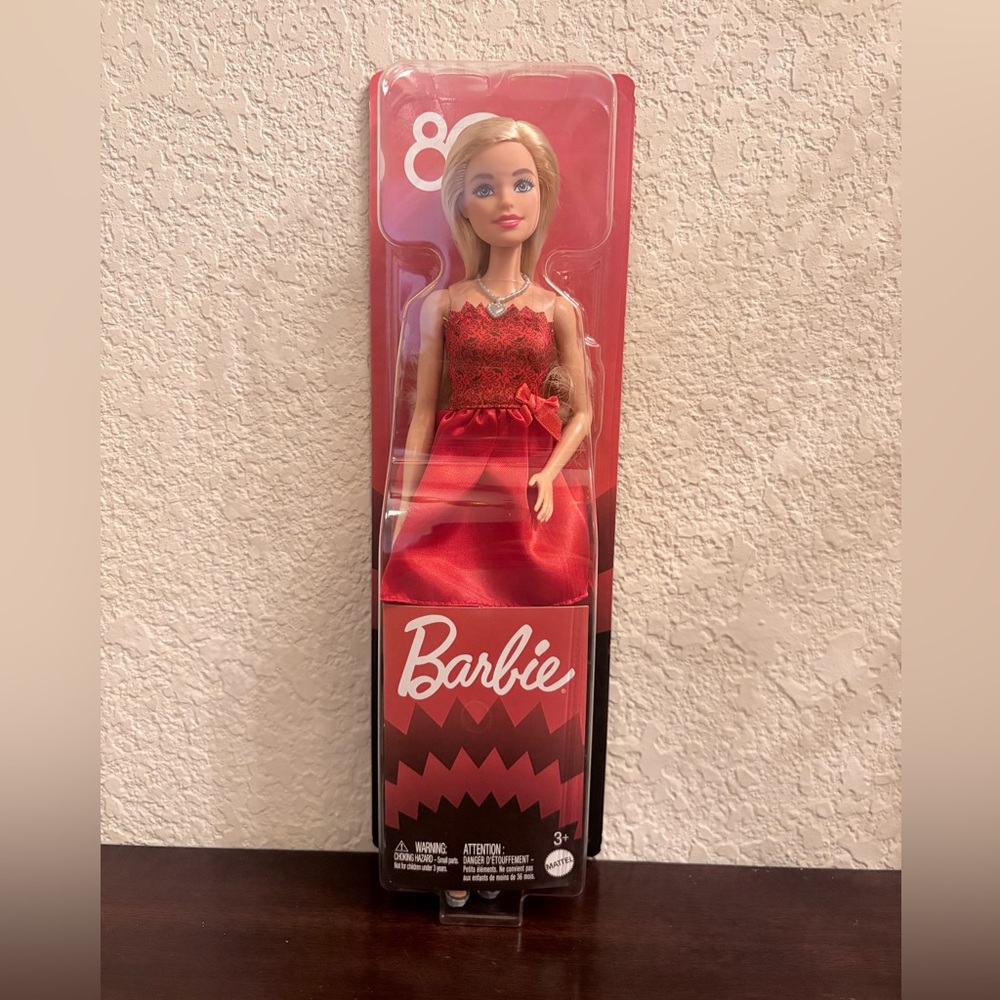 Mattel 80th Anniversary Ruby-Red Celebration Barbie doll.
